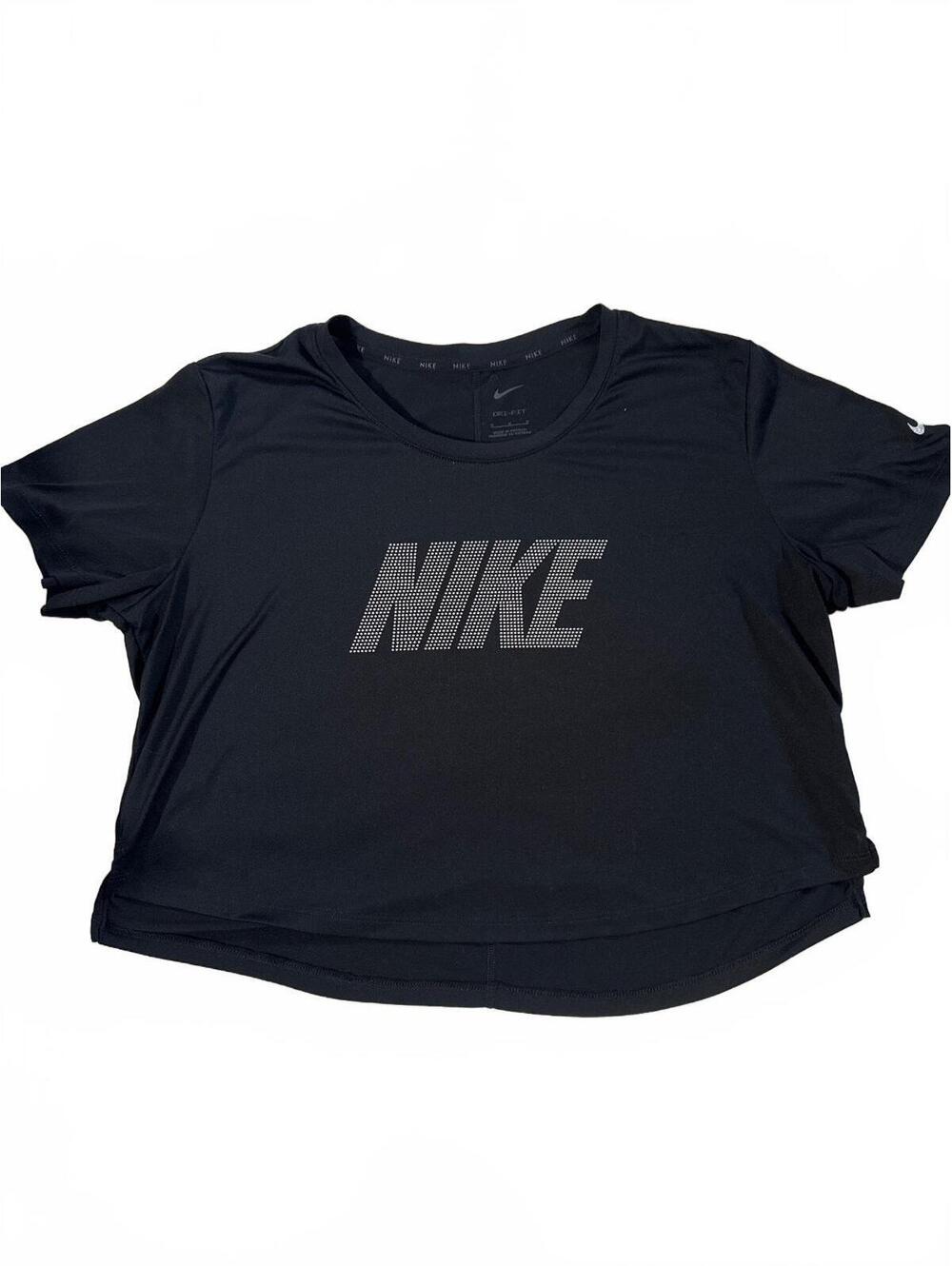 Nike Dri-FIT Black Short Sleeve Crop Top T-Shirt, Size Medium